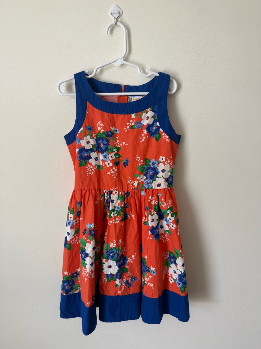 Gymboree Coral Floral Dress with Navy Trim